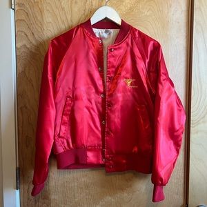 Vintage Red Satin Bomber Jacket Iowa State University Cyclones XS